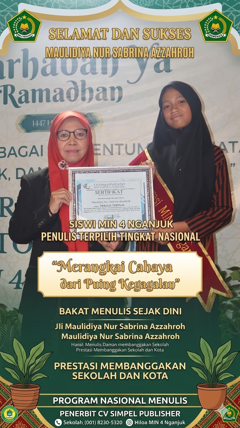 GAK MAIN-MAIN! MIN 4 Nganjuk Cetak Penulis Muda Terbaik di Kancah Nasional Tahun Ini.