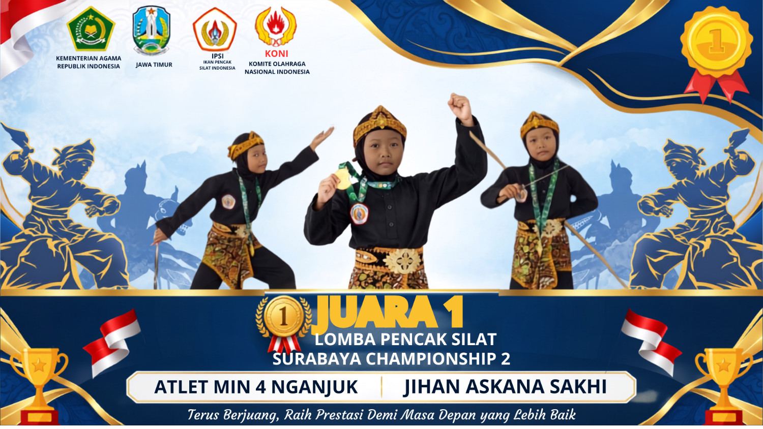 Jihan Askana Shaki Juara 1 Surabaya Championship, Harumkan MIN 4 Nganjuk